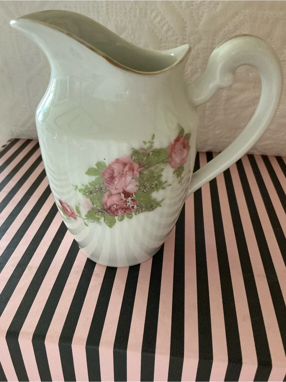Vintage Creamer with pink roses